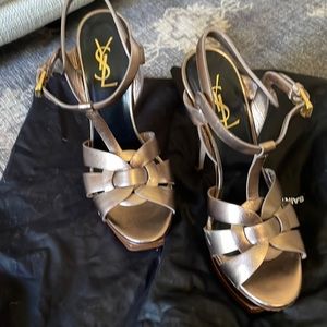 Ysl tribute platform heels bronze